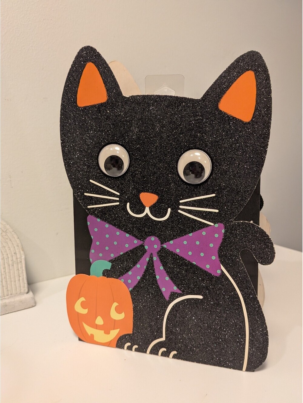 Vintage Hallmark Black Gift Bag 9 inch Tall Vtg Halloween Autumn Decor Pumpkin